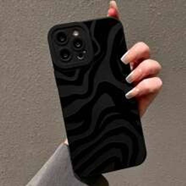 Randigt målat svart skyddande telefonfodral, stötsäkert mjukt TPU-skal kompatibelt med IPhone 15, Redmi, Huawei, Samsung, Apple IPhone 13/14/11, P12, - Multifärgad (Multi-size)