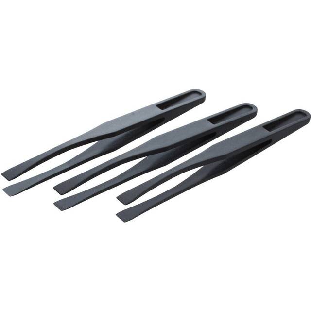 115mm Tip Black Plastic Anti-static Tweezers 3 Pcs