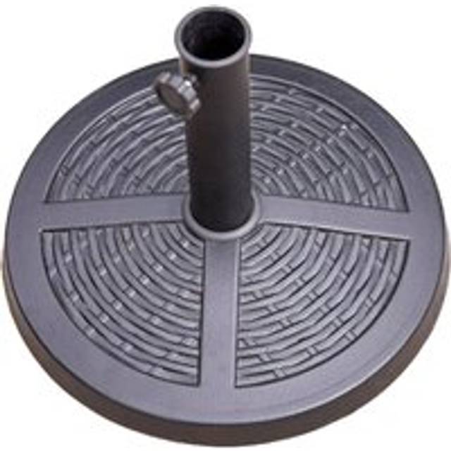 10Kg Rattan Effect Parasol Base Round Black Heavy Duty Weight Stand - One Size