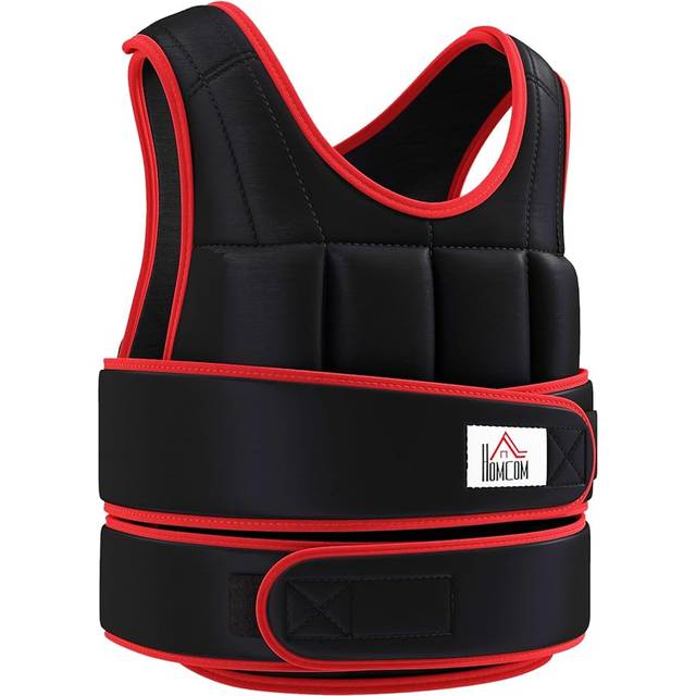 20kg Metal Sand Weight Adjustable Unisex Trainer Vest Black/Red - HOMCOM | TJ Hughes Black