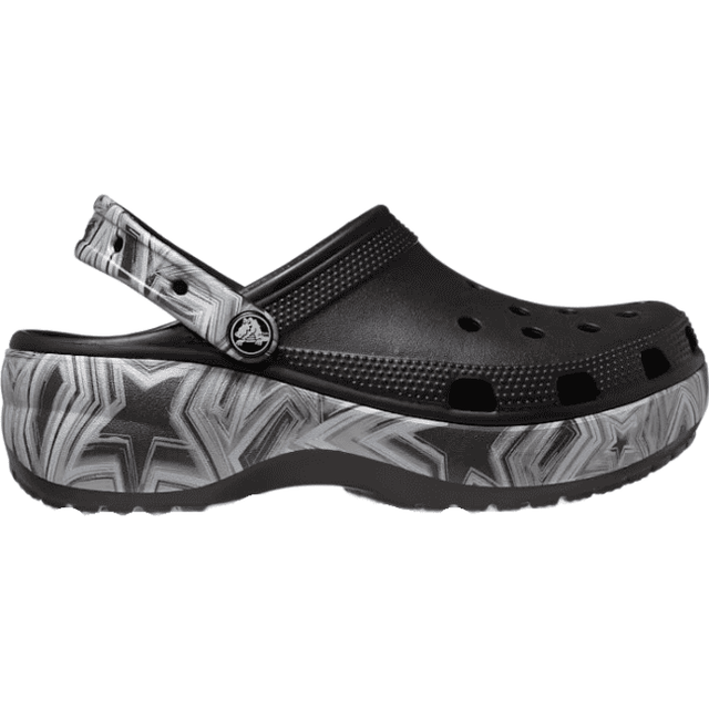 (WMNS) Crocs Classic Crush Disco Clog 'Black' 208123-0C4 - Black/White - 9