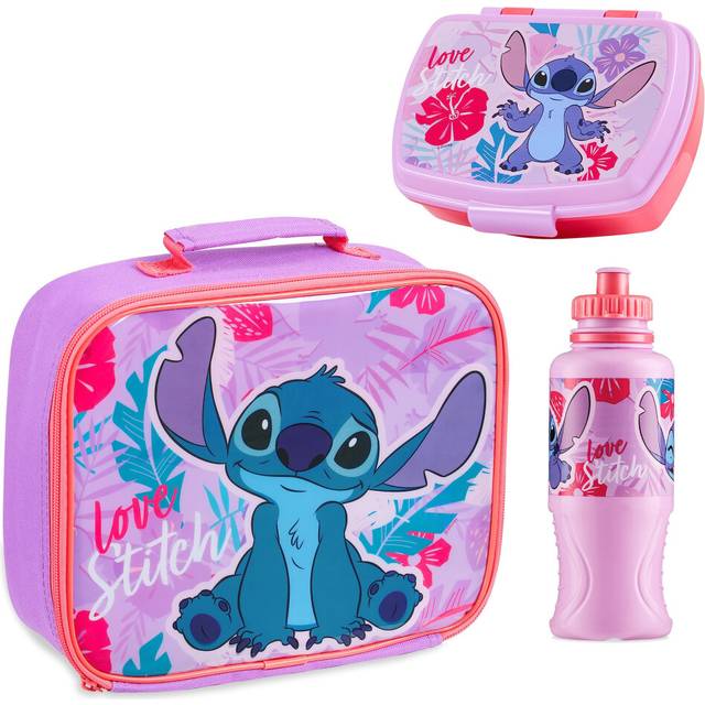 Disney Stitch Kids Lunch Box 3 Piece Set Isolated Lunch Bag Snack Box BPA GRATIS 430 ML VATTEN BAKKA SKOLA TRESKRAVERSKRAFT, Flerfärgad