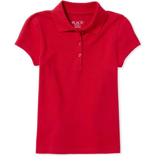 The Children's Place Girl's Short Sleeve Pique Polo  Ruby  Small