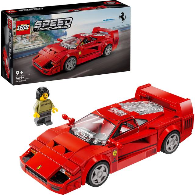 LEGO Speed Champions Ferrari F40 Superbil Byggbart fordon, Byggset med bilmodell och minifigur, Samlarobjekt med leksaksbil för barn, Present till pojkar och flickor 76934