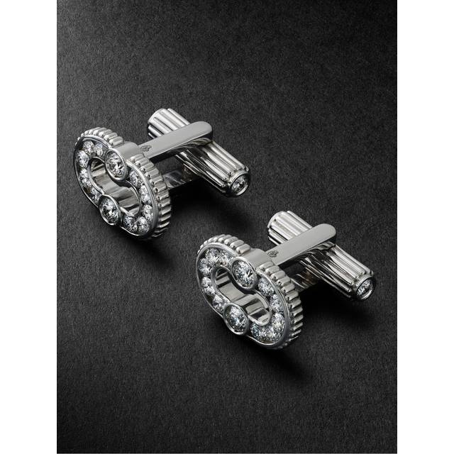 Viltier - Magnetic White Gold Diamond Cufflinks - Men - Silver