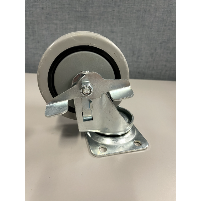"Shepherd 3736 4"""""""" Gray Thermoplastic Swivel Caster With Brake"