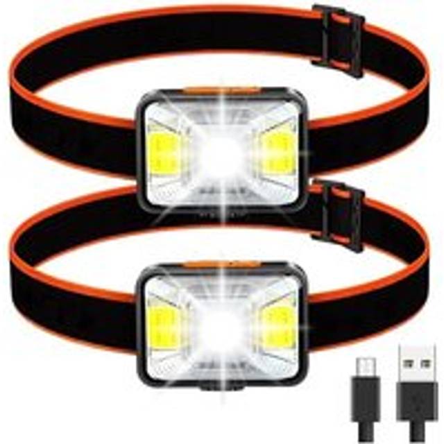 Alwaysh - Powerful Headlamp [2 Pack], led Head Torch usb Rechargeable 2000 Lumens 5 Lighting Modes White and Red Light, IPX5 Waterproof for Fishing,
