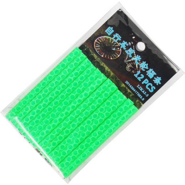 (a-Green) 12Pcs Bicycle Lights Wheel Rim Spoke Clip Tube Safety Warning Light Cycling Bike Strip Reflective Reflector Bicycle Accessories