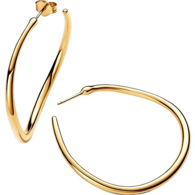 Pandora Earrings 42mm Open Hoop Earrings Organic Shape 263299C00