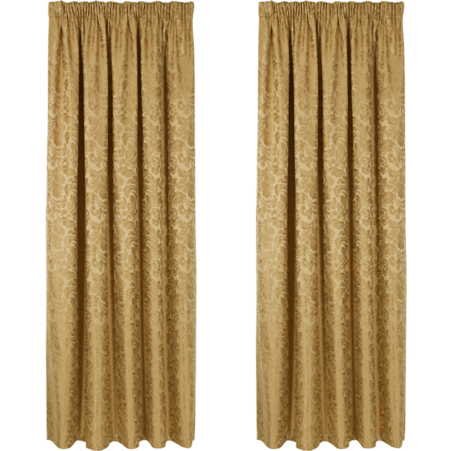 Home Curtains Buckingham Pair of Standard Lined Curtains - Gold