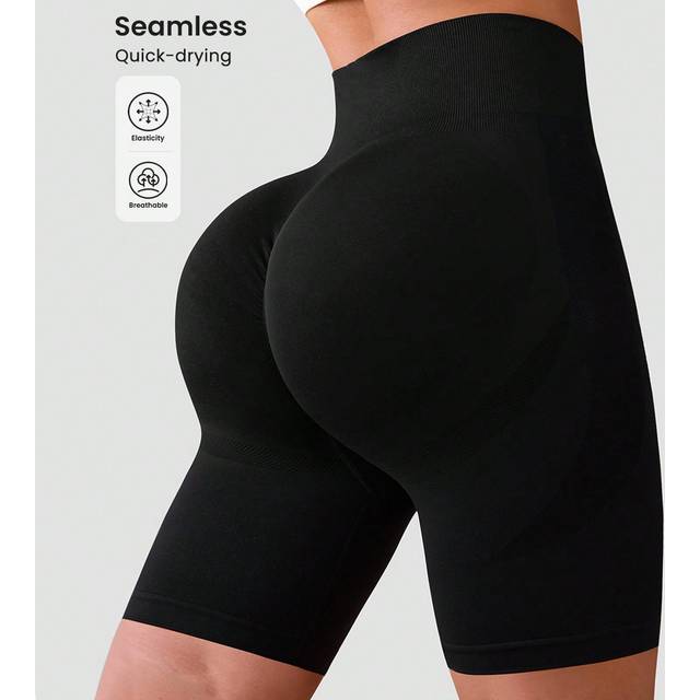 SHEIN Women&#39;s Solid Color Seamless Casual Sports ShortsWomen Sweat Short, Gym Short, Biker Short