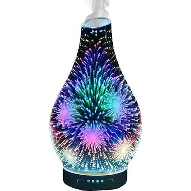 3D Firework Glass Ultrasonic Diffuser- Oil Diffusers And Humidifiers For Home - An Aromatherapy Diffuser To Pair With Essential Oils Or Used As An LED