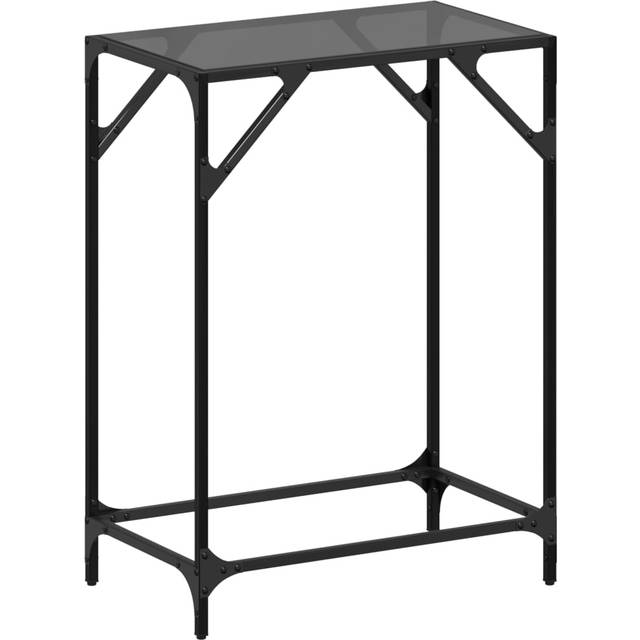 vidaXL Konsolbord med svart glasskiva 60x35x81 cm stål