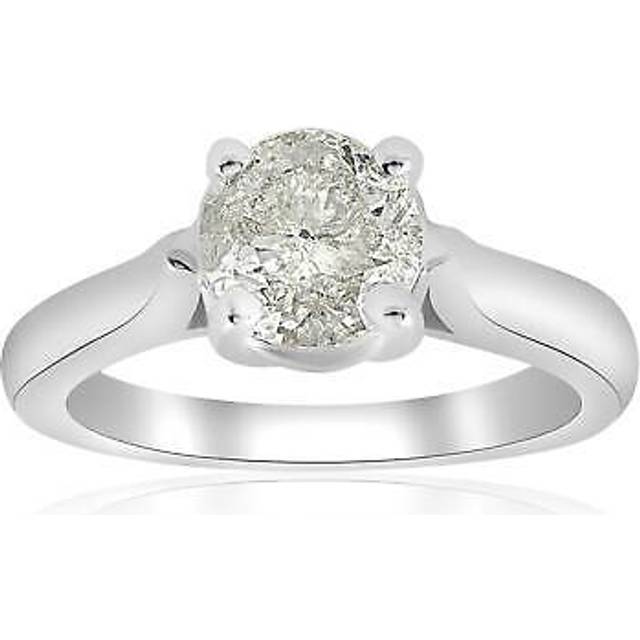 1/2 Ct Solitaire Real Diamond Engagement Ring 14k White Gold Enhanced