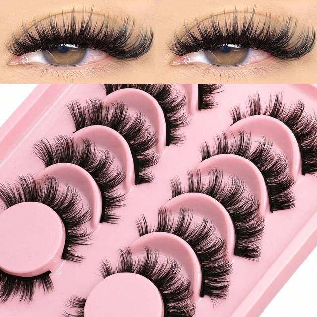 GROINNEYA 6 Pairs Manga Lashes Cat Eye Lashes Faux Mink Eyelashes Fox Eye Eyelashes Natural Full False Eyelashes Cosplay Travel Essentials Makeup Tools (8-15)
