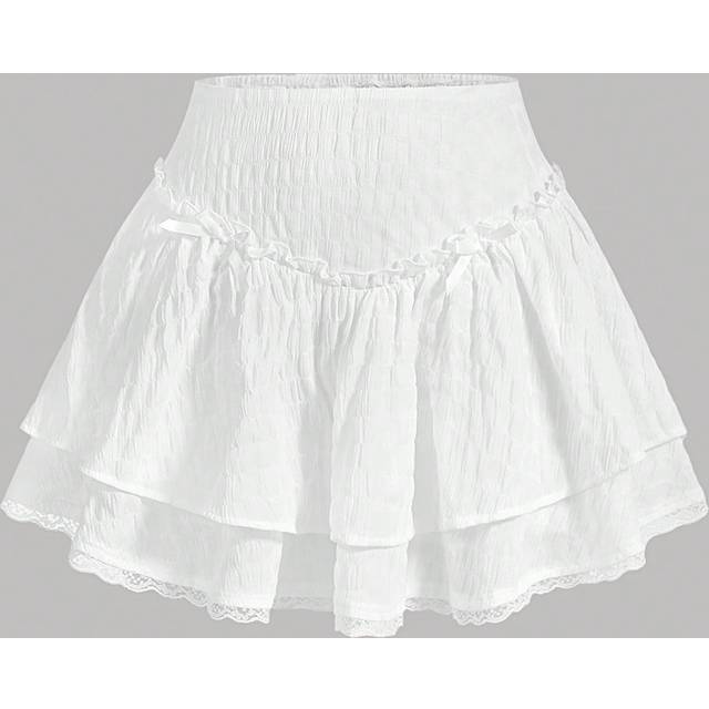 SHEIN Women High Waisted Multi-Layered Ruffle Pleated Skirt With Versatile Style