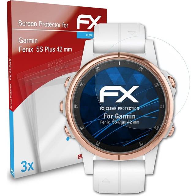 Atfolix 3x screen protector for garmin fenix 5s plus 42 mm clear