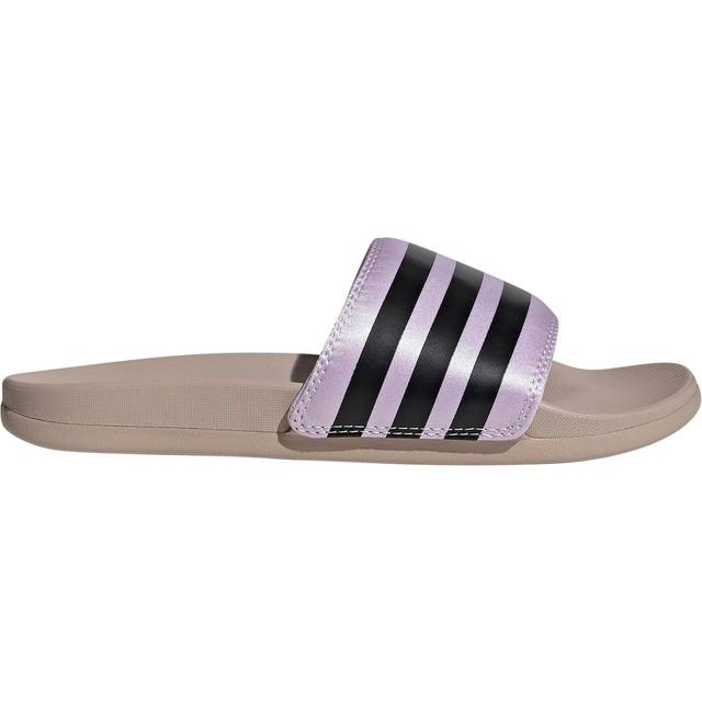 adidas Women's Adilette Comfort Slide Sandal, Wonder Taupe/Black/Ice Lavender, 11