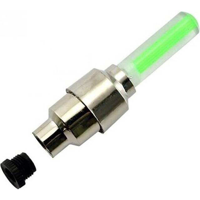 (a-green) 1pcs LED Light Mountain Road Car Bicycle Lights Tire Stem Cap Valve Wheel Spokes LED Flash Light MTB Cycling Bike Accessories