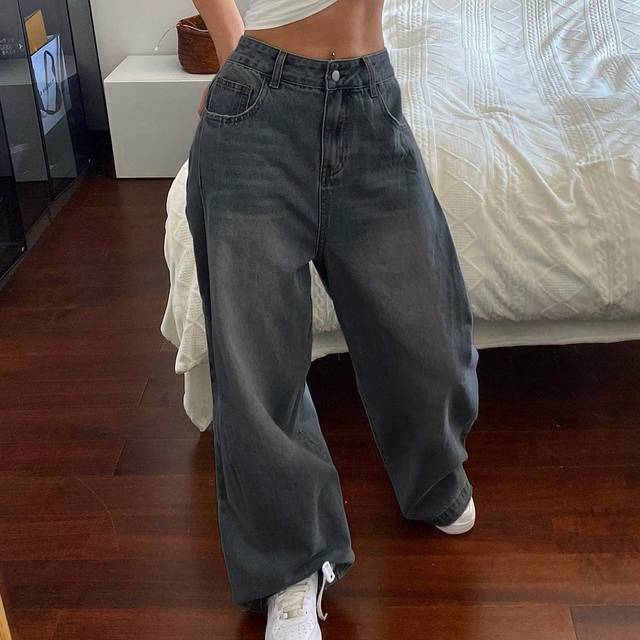 DAZY Distressed & Whitewashed Wide Leg Jeans For Women,Baggy Jeans