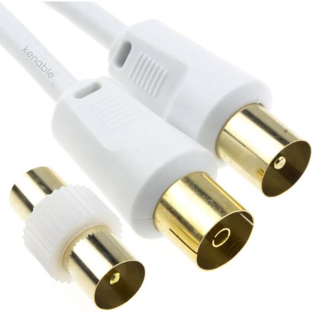 kenable RF Male to Female Extension Lead Freeview TV Cable & Male Coupler White 3m
