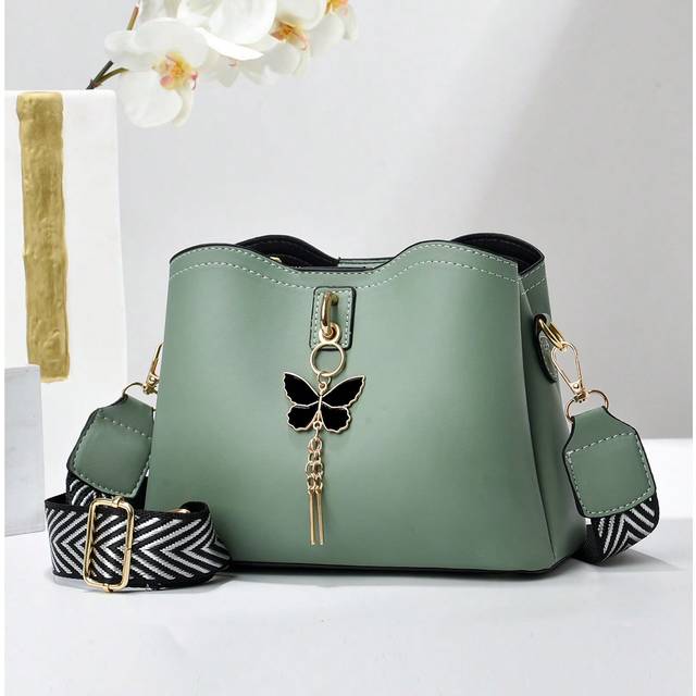 SHEIN PLANEE Solid Color Butterfly Tassel Decoration Shoulder Bag, Wide Strap With Zipper And Magnetic Clasp Closure, Fashionable Casual Women Summer Bag, L