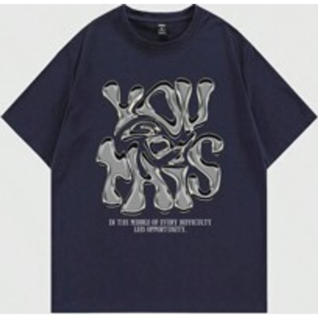 Kortärmad sommar T-shirt för män med slogantryck, skola - Marinblå (L,M,S,XL)