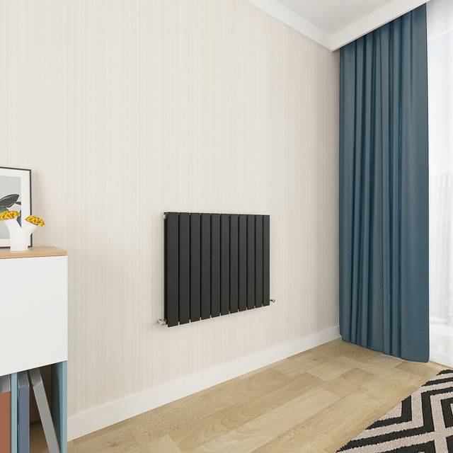 (600x884mm Double) Horizontal flat radiator black all sizes