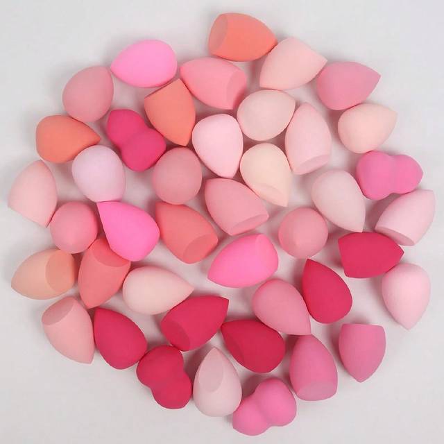 SHEIN Makeup Sponge Set Of 3/5/10/15/20/30/50 Randomly Shaped And Colored Blending Beauty Sponges For Liquid, Cream, And Powder Foundation, Latex-Free Dual-