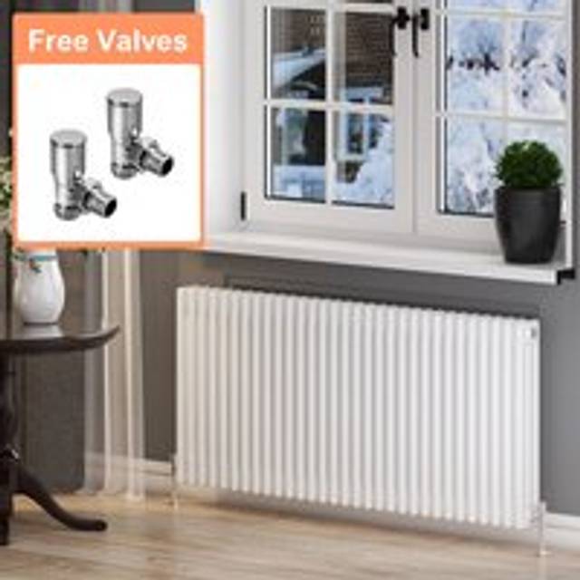 Elegant - Traditional Horizontal Radiator White Triple Column Radiator Central Heating Column Rads with Valves 600 x 1400 mm