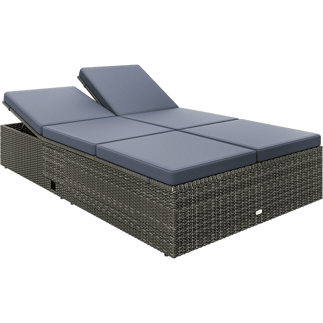 Polyrattan sun lounger grey/anthracite 200x115x33cm