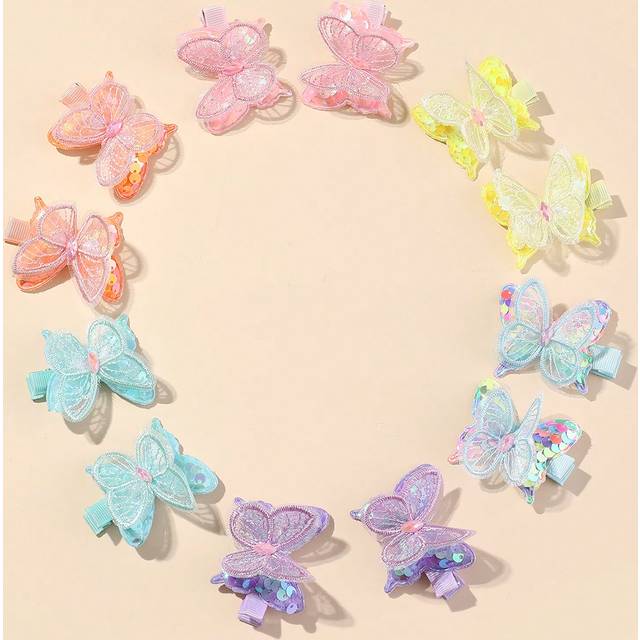 SHEIN 12pcs Colorful Butterfly Shaped Hair Clips For Babies Love Valentine