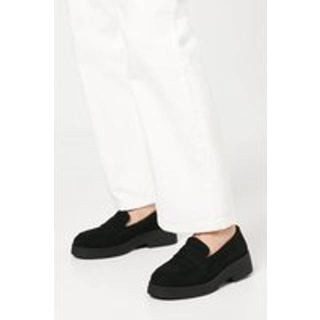 Oasis Womens Buttercup Faux Suede Chunky Penny Loafer - Black - Size UK 3