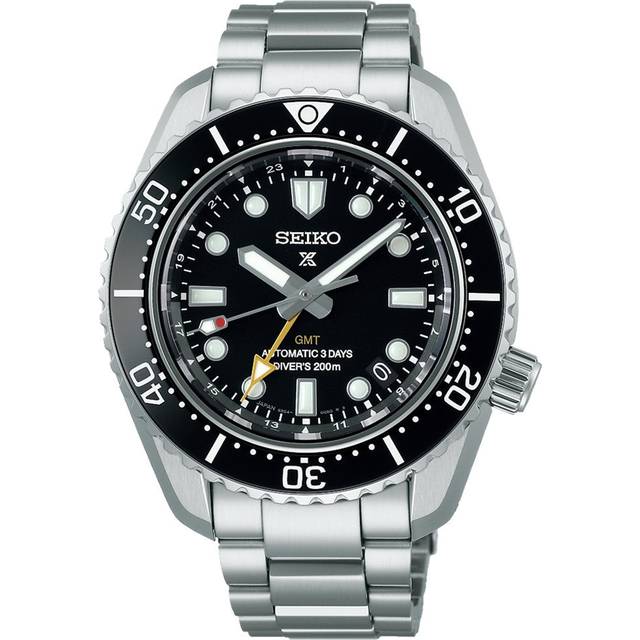 Seiko Prospex Spb383j1 Men's Automatic Gmt Diver's Watch - 1968 Re-interpretation, Black Dial, Stainless Steel Bracelet
