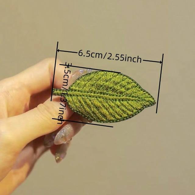 SHEIN 1pc Green Leaf Embroidery Hair Clip For Women, Vintage Mori Style Literary Fresh Alligator Hair Clip Claw Clips Hair Claws Hair Barrettes, School Stuf