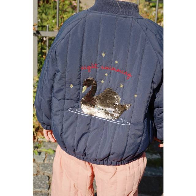 Juno Sequin Swan Quilted Bomber Jacket (Total Eclipse), 2 Years (92cm)