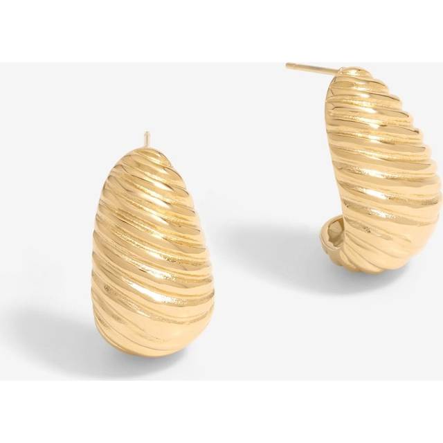 MOOD Mood Gold Stainless Steel Ridged Dome Hoop Earrings