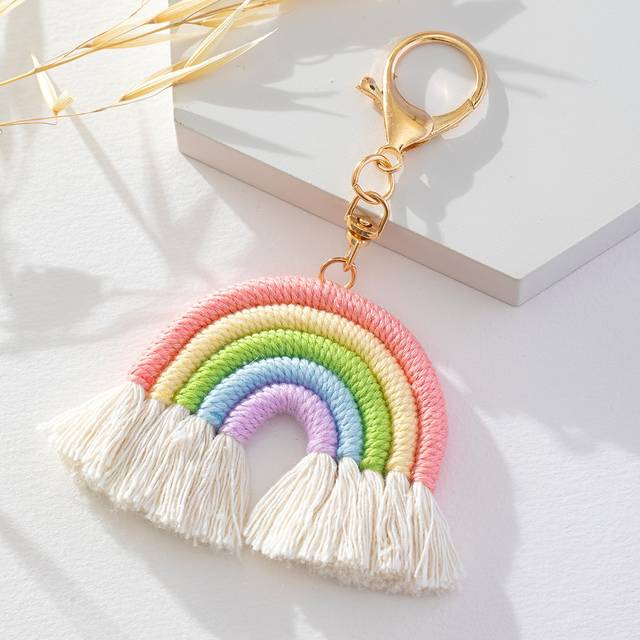 SHEIN Multicolor Large Rainbow Bag Pendant Bag Accessory Car Accessories Women Key Chain Charms Crochet Bag Plush Keychain