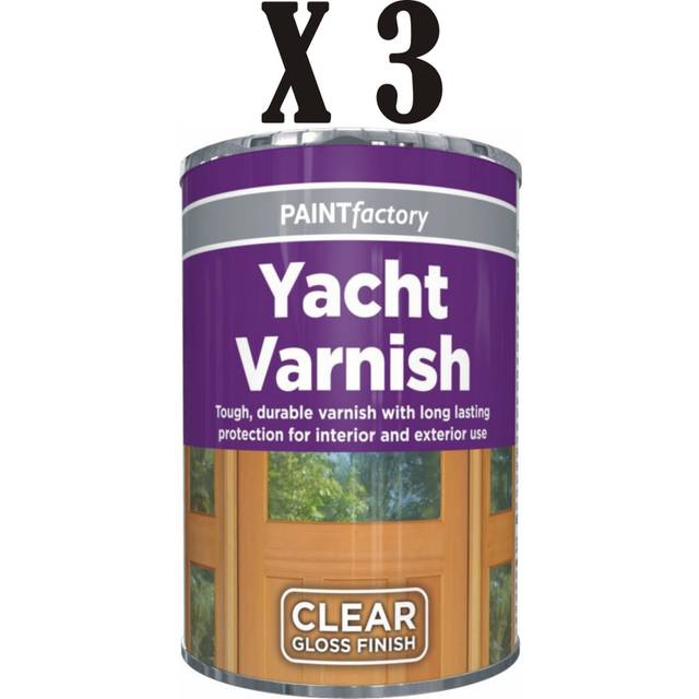 3 x 300ml Clear Yacht Varnish Tin Paint for Wood, Metal Plastic