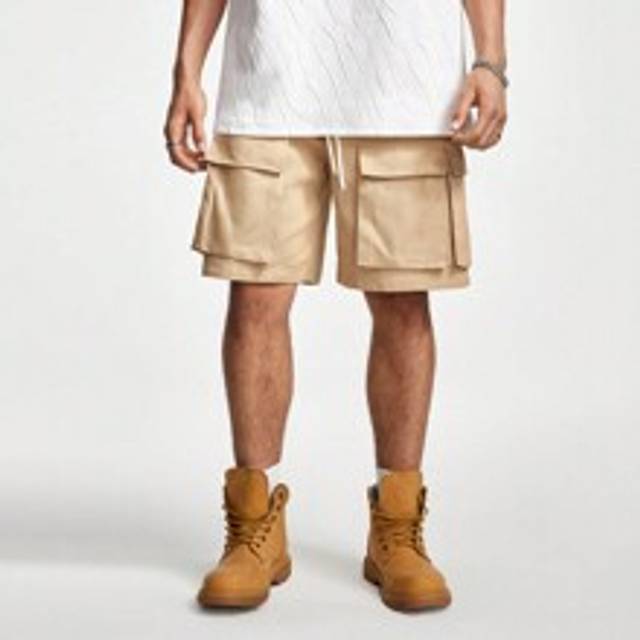 Herr Sommar Enfärgad Dragsko Midja Arbetskläder Fick Casual Shorts - Kaki (L,M,S,XL,XS,XXL,XXS,XXXL,XXXXL)