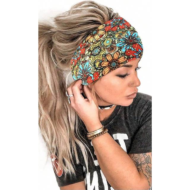 SHEIN 1pc New Style Floral Printed Knotted Headband For Yoga, Running, Sweat Absorption, Fashionable Print Outdoor Sports Hair Accessory Turban Headband Swe
