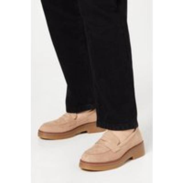 Oasis Womens Buttercup Faux Suede Chunky Penny Loafer - Natural - Size UK 7