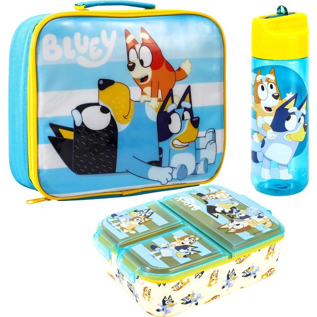 Bluey Kids Childrens Lunch Box Set â Insulated Lunch Bag, Multicompartment Lunch Box & 540ml Water Bottle - School Travel Lunch Food Set, BPA Free