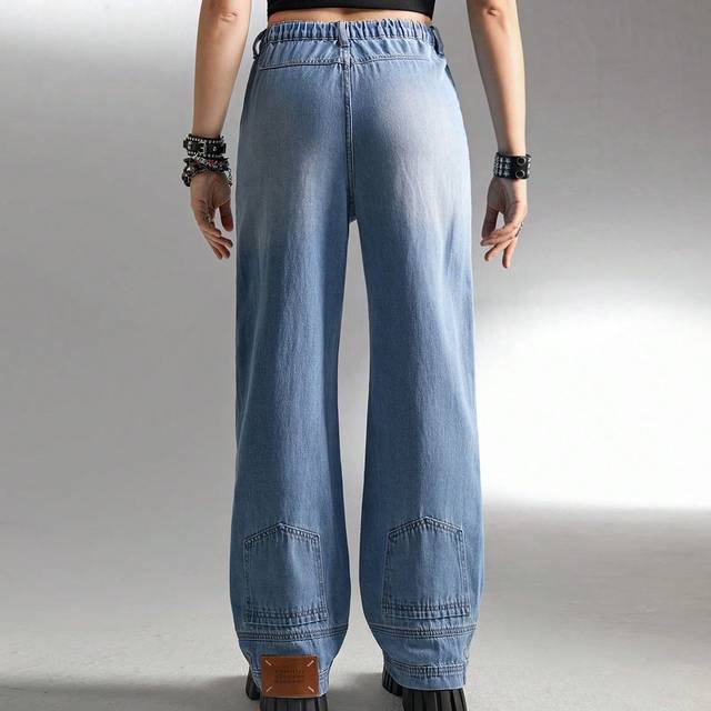 SHEIN Teen Girl Teenage Reversible Y2K Personality Wide Leg Jeans
