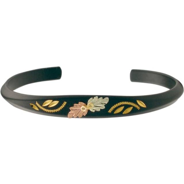 Finest Gold Base Metal & 10K Tri-color Black Hills Gold Black Powder Coated Bangle