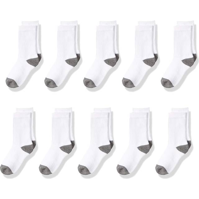 Amazon Essentials Unisex Kids cotton crew Sock  10 Pairs  Whitegrey  S