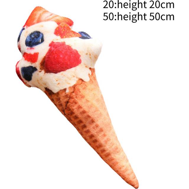 (50cm/19.69in, Blue Red) Plush Ice Cream Cone Toy Pillow Bedtime Companion Pp Cotton Filling Realistic