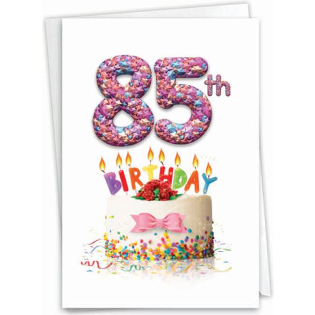 NobleWorks - 85th Happy Birthday Card Funny - 85 Year Old Celebration  Milestone Humor Card for Grandparents  Parents - Big Day 85 C7060RMBG