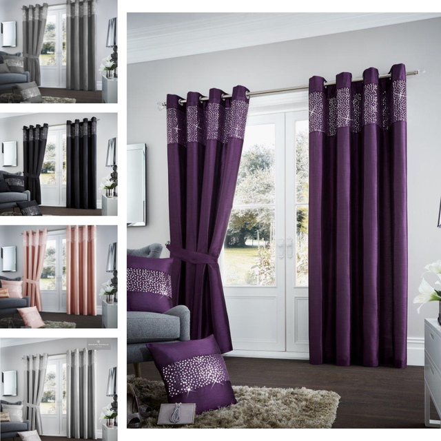 Polyester Grommet / Eyelet Curtain Pair - Pink (168 W x 137 L cm)