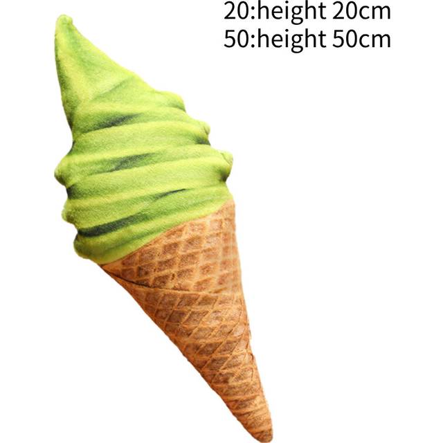 (20cm/7.87in, Green) Plush Ice Cream Cone Toy Pillow Bedtime Companion Pp Cotton Filling Realistic
